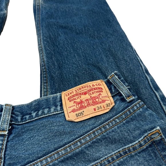 Levis 505 Jeans Men's Sz 32x31 Blue Pants Straight Denim Relaxed Fit - Picture 2 of 14